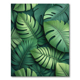 Layered Monstera Leaves Green Area Rug