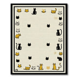 Whimsical Cat Doodle Border Area Rug