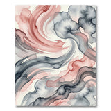 Fluid Grey and Blush Abstract Area Rug