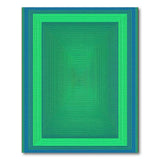 Teal Blue Concentric Geometric Area Rug
