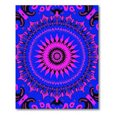 Vibrant Pink Mandala on Deep Blue Area Rug