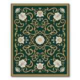 Ornate Emerald Green Floral Persian Rug
