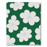White Floral Blooms on Lush Green Area Rug