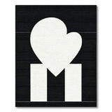 White Heart Geometric Area Rug on Black