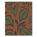 Terracotta Boho Botanical Leaf Washable Area Rug - Low Pile & Non-Slip