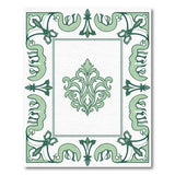 Ornate Green Floral Frame Area Rug