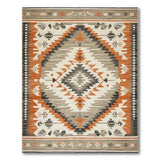 Southwestern Grey and Terracotta Geometric Area Rug