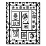 Black White Heritage Tribal Sun Motif Rug