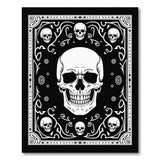 Black and White Ornate Gothic Skull Black White Area Rug
