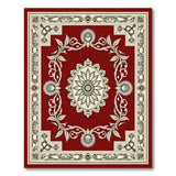 ODIKA Red Traditional Medallion Washable Area Rug - Non-Slip Low Pile Vintage Carpet