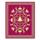 Golden Bells Scrolls Crimson Red Area Rug