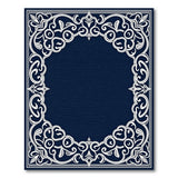 Blue and Teal Traditional Persian Navy Ornate Floral Border Area Rug
