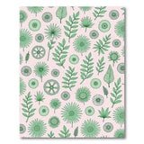 Lush Green Leaves Flowers on Pink Area Rug
