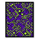 Purple Neon Green Geometric Maze Area Rug