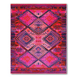 Multi-color and Patterns Vibrant Pink Geometric Tribal Area Rug