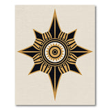Gold Black Starburst Tribal Area Rug