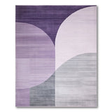 Purple Curved Abstract Geometric Area Rug