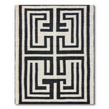 Bold Black White Geometric Labyrinth Rug