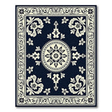 Traditional Persian Blue and Teal Navy Ornate Persian Medallion Area Rug