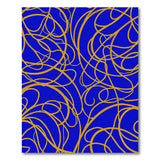 Gold and Silver Navy Blue Gold Swirl Abstract Area Rug