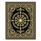 Elegant Black Gold Ornate Persian Rug