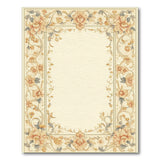 Beige and Neutral Elegant Floral Border Cream Area Rug
