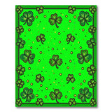 Kids Cartoon Green Vibrant Shamrock Clover Green Area Rug
