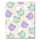 Whimsical Teal Purple Cartoon Cats Area Rug
