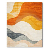 Wavy Abstract Area Rug in Orange Sunset Tones
