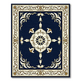 Blue and Teal Traditional Persian Ornate Navy Persian Medallion Area Rug