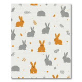 Cute Orange Bunny Gray Hedgehog Kids Area Rug