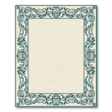 Blue and Teal Ornate Teal Floral Border Cream Area Rug