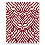 Red Wavy Geometric Area Rug