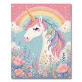 ODIKA Magic Unicorn & Rainbow Washable Kids Rug - Low Pile Non-Slip Nursery Decor