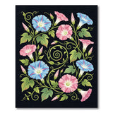 Blue Pink Morning Glory Floral Area Rug