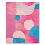 Vibrant Pink Geometric Area Rug with Blue Accents