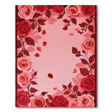 Blush Pink Red Rose Border Area Rug
