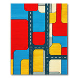 Vibrant Geometric Roadway Area Rug