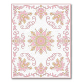 Pink Gold Floral Medallion Area Rug
