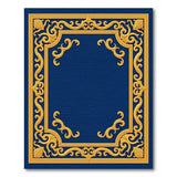 Ornate Gold Filigree Navy Blue Area Rug
