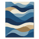 Abstract Area Blue and Teal Layered Blue Wave Abstract Area Rug