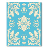 Teal Ornate Floral Damask Area Rug