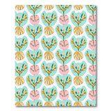 Whimsical Teal Pink Shell Frond Pattern Area Rug
