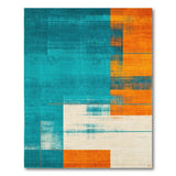 Teal and Orange Geometric Abstract Area Rug