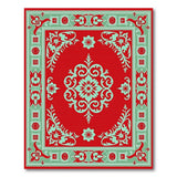 Red Persian Medallion Rug with Teal Borders