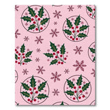 Festive Pink Holly Berry Snowflake Pattern Rug