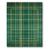 Geometric Modern Green Emerald Green Gold Grid Geometric Area Rug