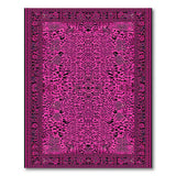 Hot Pink Leopard Print Persian Border Area Rug