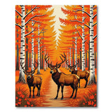 Autumn Elk Forest Path Area Rug