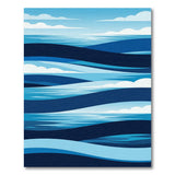 Layered Blue Ocean Waves Area Rug